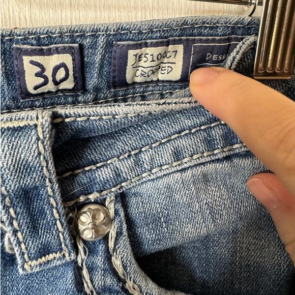 Miss Me Women's 30 Cropped Light Blue Jeans JE5100C7 Embellished Cross Y2K - Picture 7 of 12
